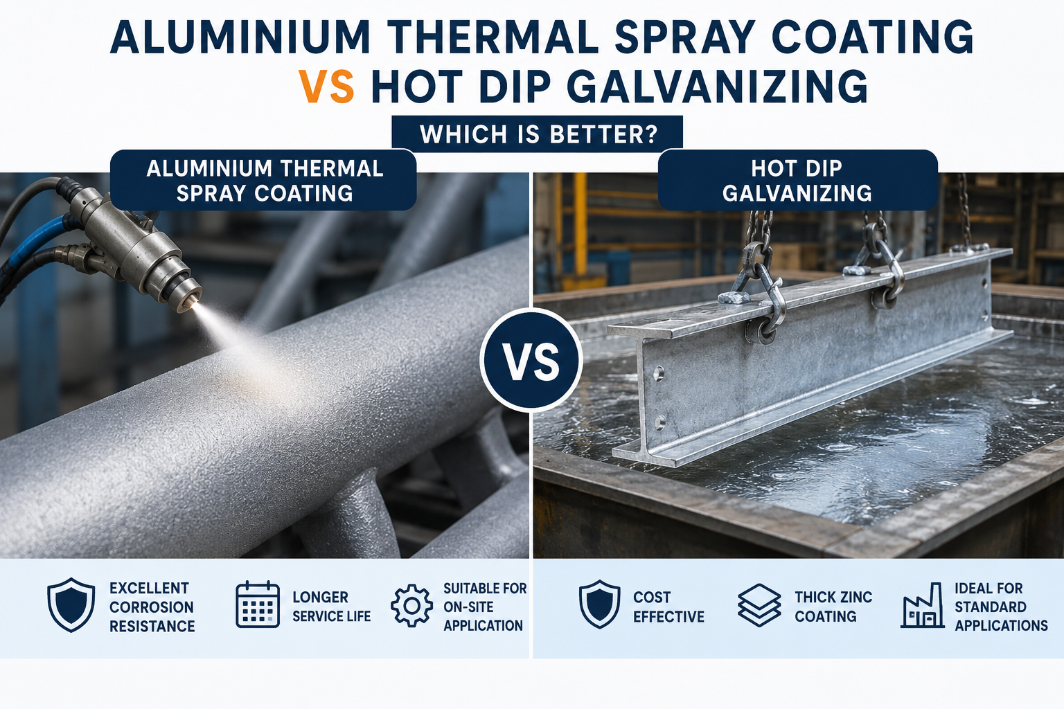 Aluminium Thermal Spray Coating vs Hot Dip Galvanizing: Which Is Better?